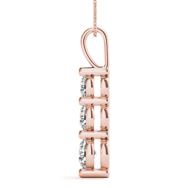 Given Three lab-grown diamond three-stone pendant, 14k gold
