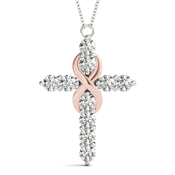 Bound Cross lab-grown diamond cross pendant, 14k gold