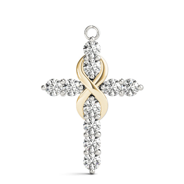 Bound Cross lab-grown diamond cross pendant, 14k gold