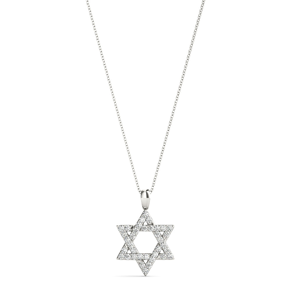 Star of David lab-grown diamond pendant, 14k white gold#Color_White Gold