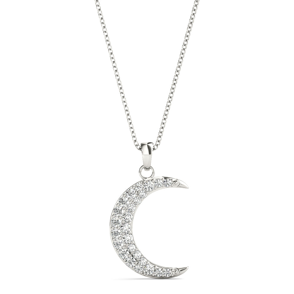 Crescent Charm lab-grown diamond crescent pendant, 14k gold