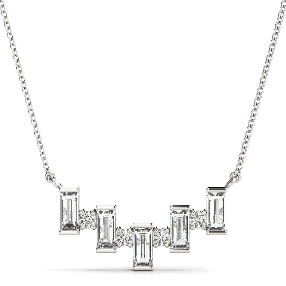 Bestowed Wave lab-grown diamond necklace, 14k white gold#Color_White Gold