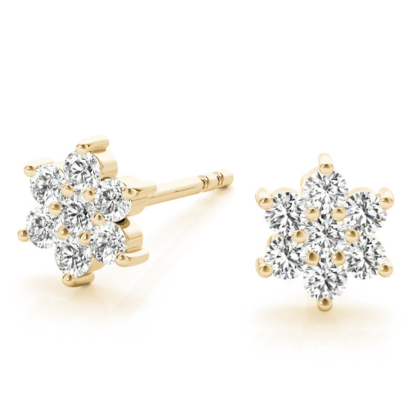 Charm Cluster lab-grown diamond cluster stud earrings, 14k gold