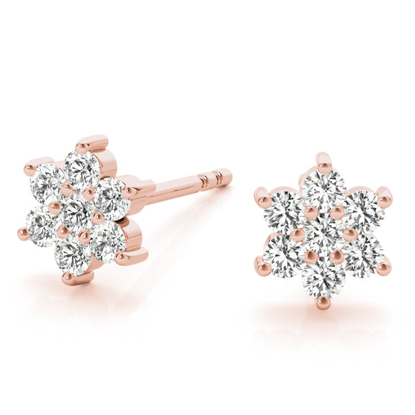Charm Cluster lab-grown diamond cluster stud earrings, 14k gold