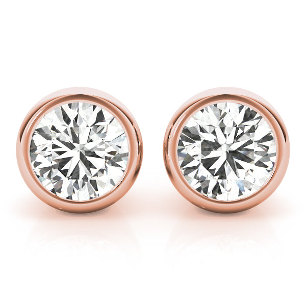 Bezel Aura lab-grown diamond bezel stud earrings, 14k rose gold#Color_Rose Gold