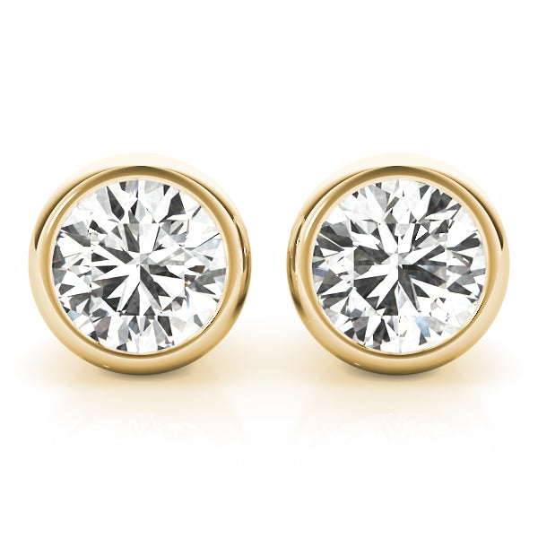 Bezel Aura lab-grown diamond bezel stud earrings, 14k yellow gold#Color_Yellow Gold