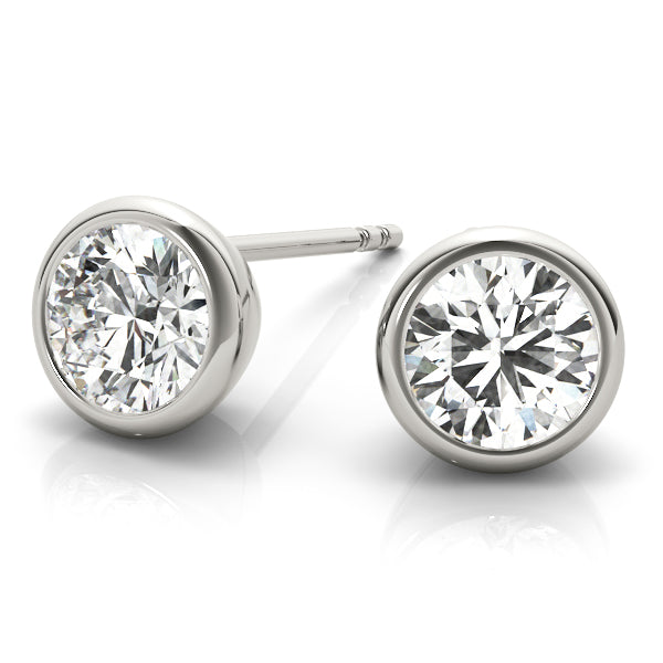 Bezel Aura lab-grown diamond bezel stud earrings, 14k white gold#Color_White Gold