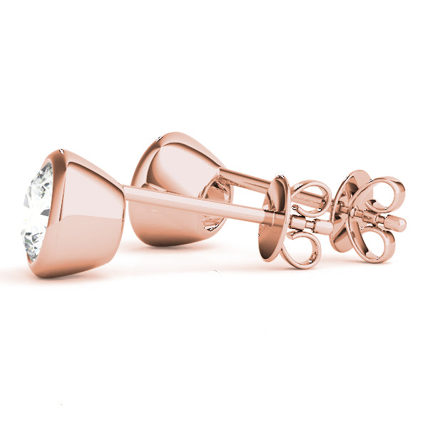 Bezel Aura lab-grown diamond bezel stud earrings, 14k rose gold#Color_Rose Gold