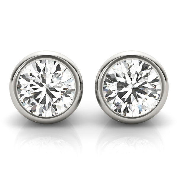 Bezel Aura lab-grown diamond bezel stud earrings, 14k white gold#Color_White Gold