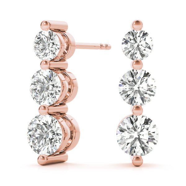Blessed Three lab-grown diamond three-stone earrings, 14k gold