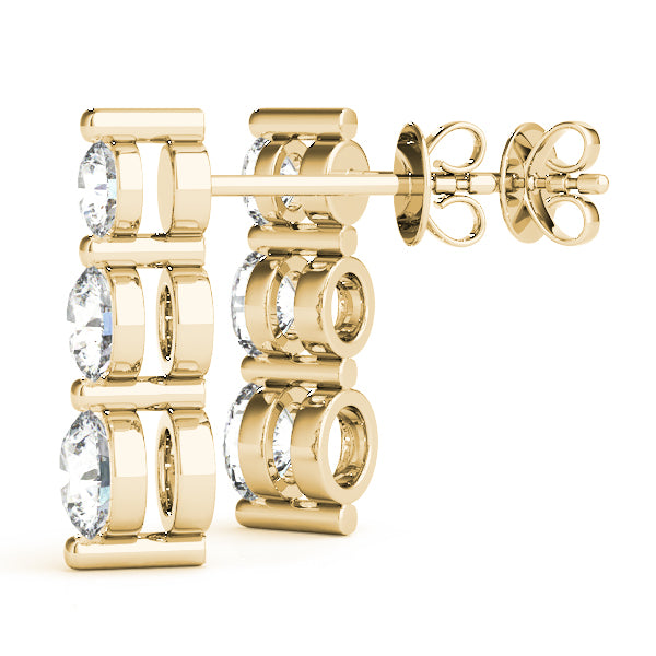 Blessed Three lab-grown diamond three-stone earrings, 14k gold