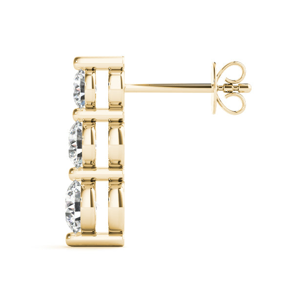 Blessed Three lab-grown diamond three-stone earrings, 14k gold