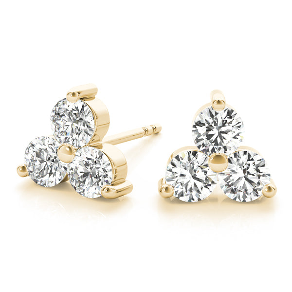 Three Charms lab-grown diamond cluster stud earrings, 14k gold