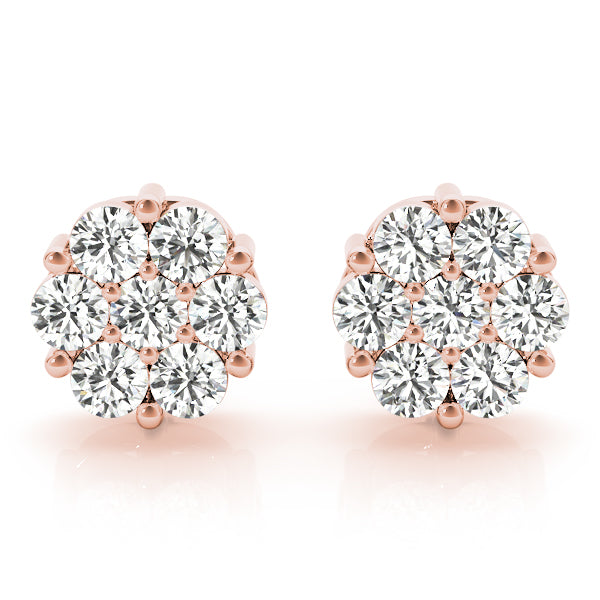 Dawn Cluster lab-grown diamond cluster stud earrings, 14k rose gold#Color_Rose Gold