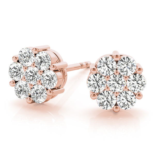 Dawn Cluster lab-grown diamond cluster stud earrings, 14k rose gold#Color_Rose Gold