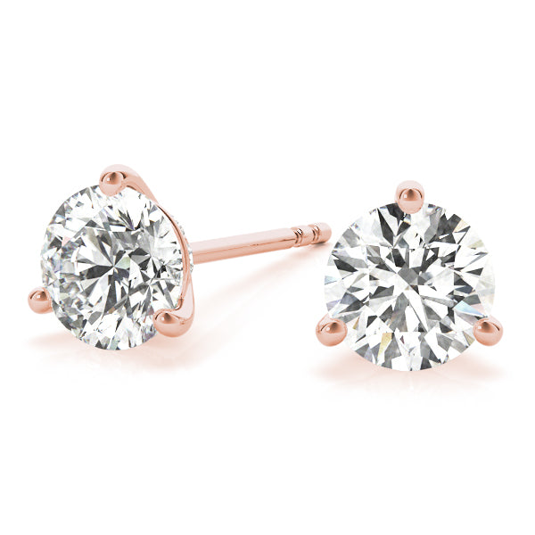 First Blessing lab-grown diamond three-prong stud earrings, 14k rose gold, 0.5 to 1.01 ct#Color_Rose Gold