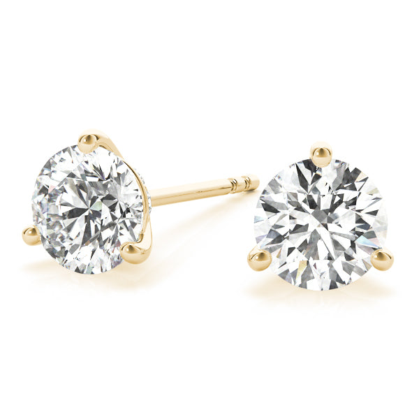 First Blessing lab-grown diamond three-prong stud earrings, 14k yellow gold, 1.75 to 2.5 ct#Color_Yellow Gold