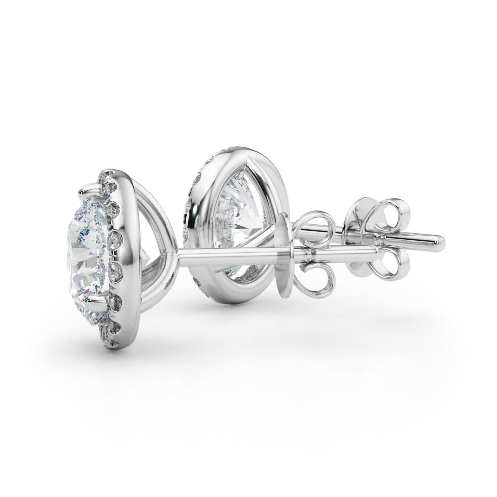 Halo Glow lab-grown diamond halo stud earrings, 14k white gold#Color_White Gold