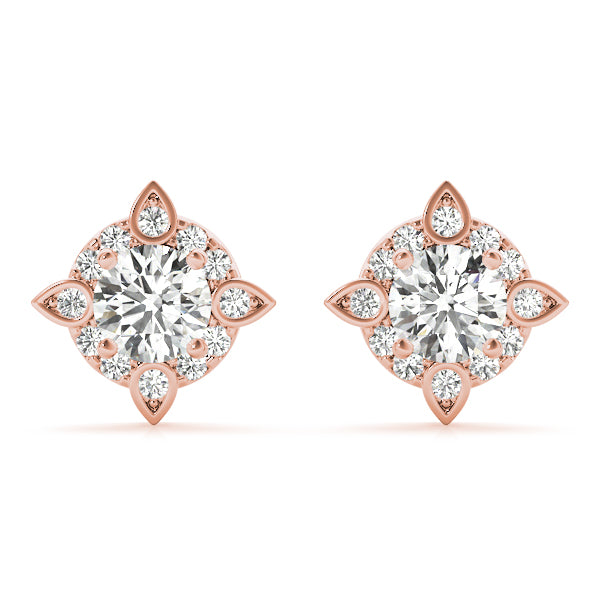 Moonrise Petal lab-grown diamond stud earrings, 14k gold