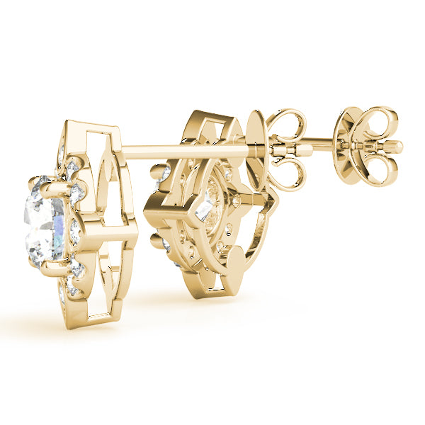 Moonrise Petal lab-grown diamond stud earrings, 14k gold