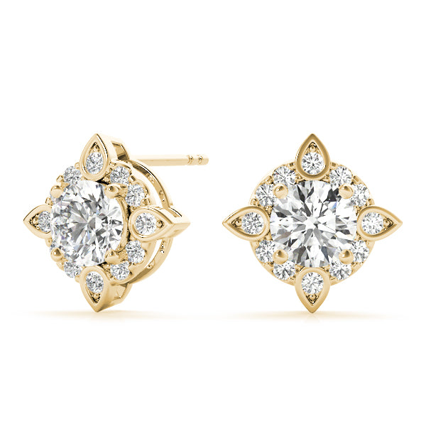 Moonrise Petal lab-grown diamond stud earrings, 14k gold