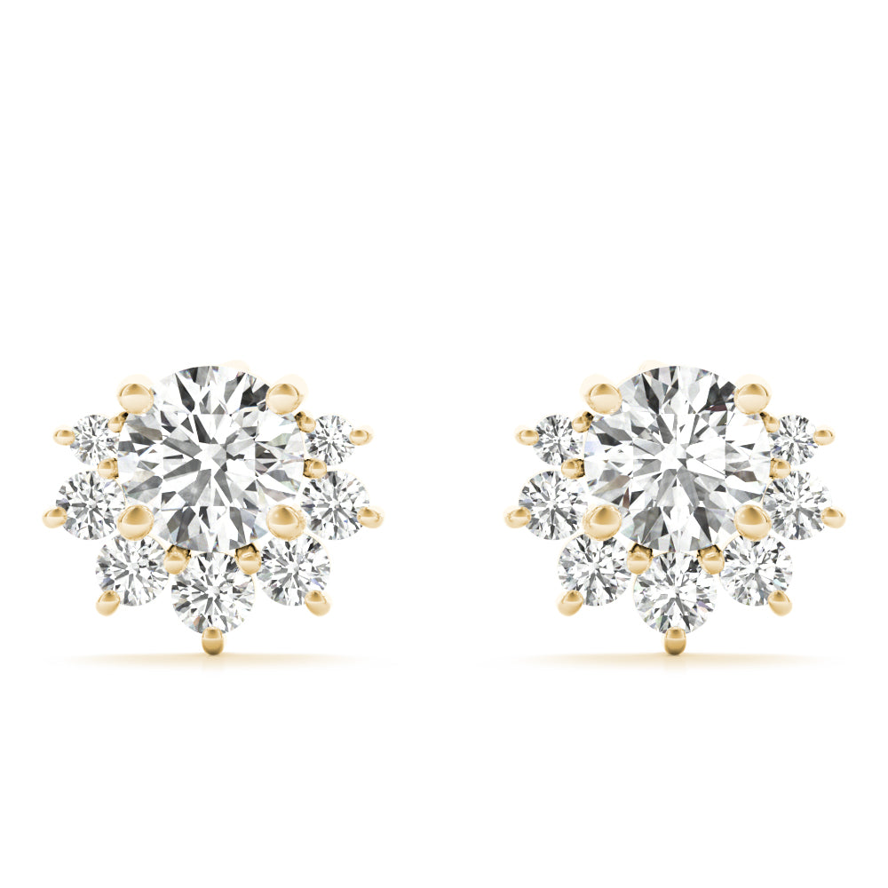 Halo Bloom lab-grown diamond stud earrings, 14k gold