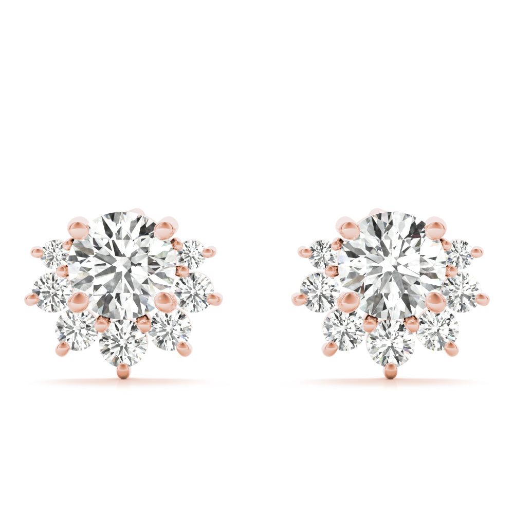 Halo Bloom lab-grown diamond stud earrings, 14k gold