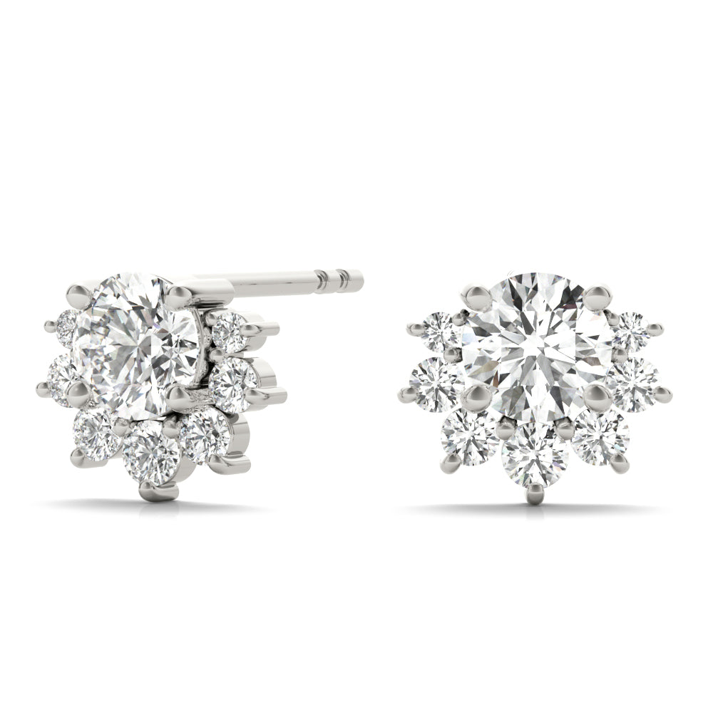 Halo Bloom lab-grown diamond stud earrings, 14k gold