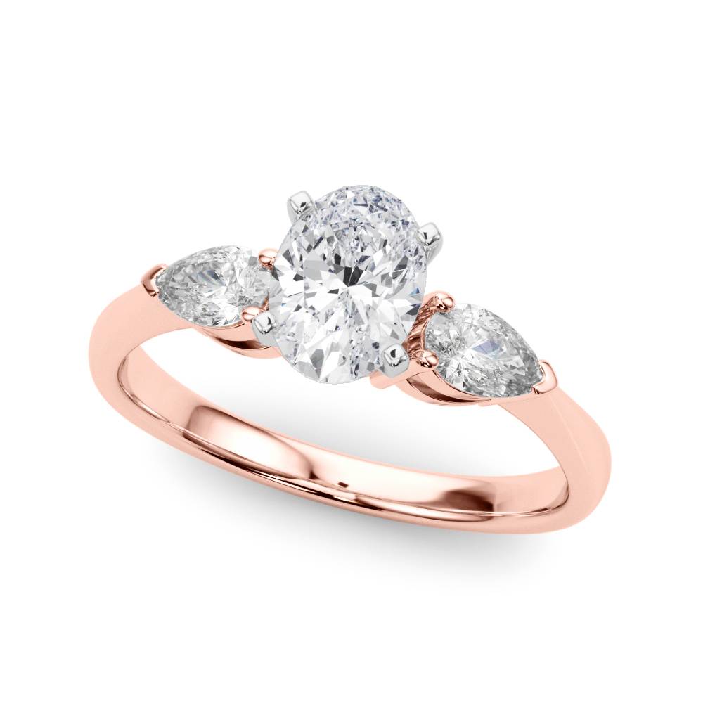 Held Blessing lab-grown diamond three-stone engagement ring, 14k rose gold#Color_Rose Gold