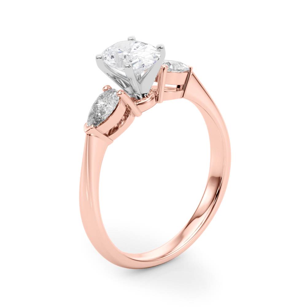 Held Blessing lab-grown diamond three-stone engagement ring, 14k rose gold#Color_Rose Gold