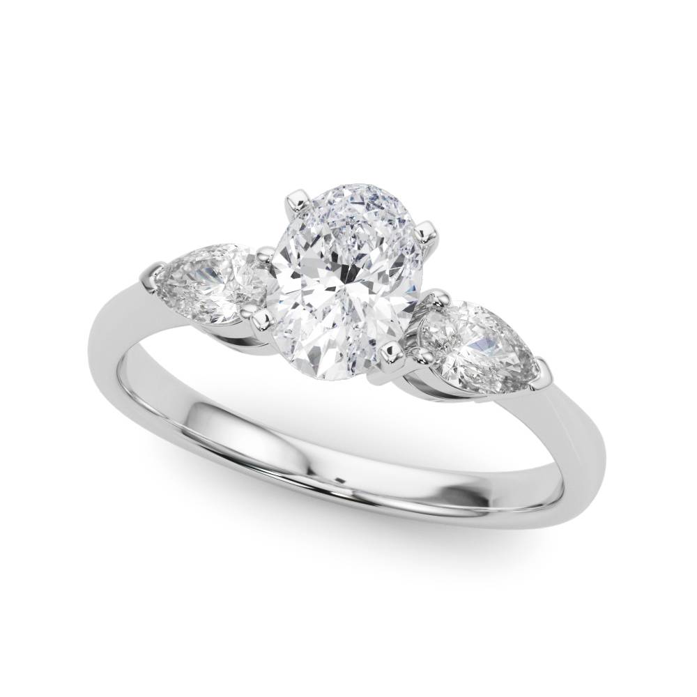 Held Blessing lab-grown diamond three-stone engagement ring, 14k white gold or platinum#Color_White Gold|Platinum
