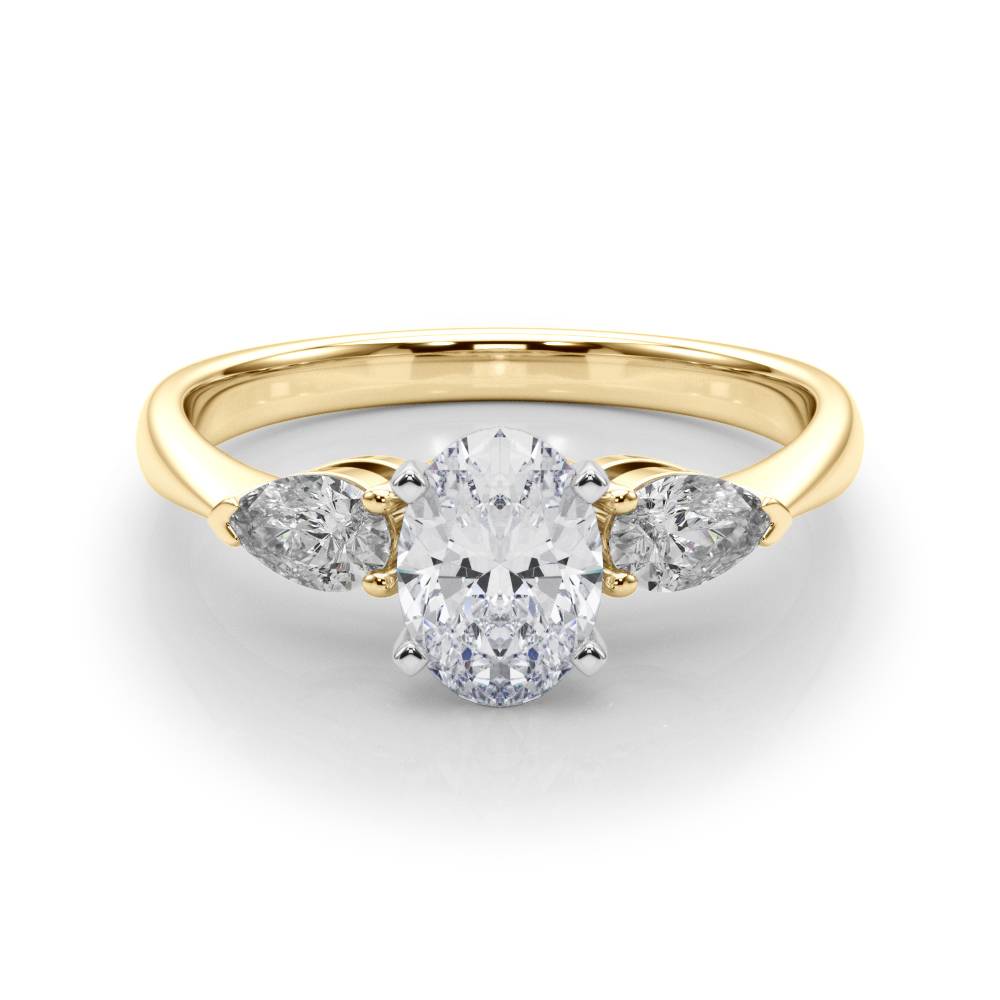 Held Blessing lab-grown diamond three-stone engagement ring, 14k yellow gold#Color_Yellow Gold