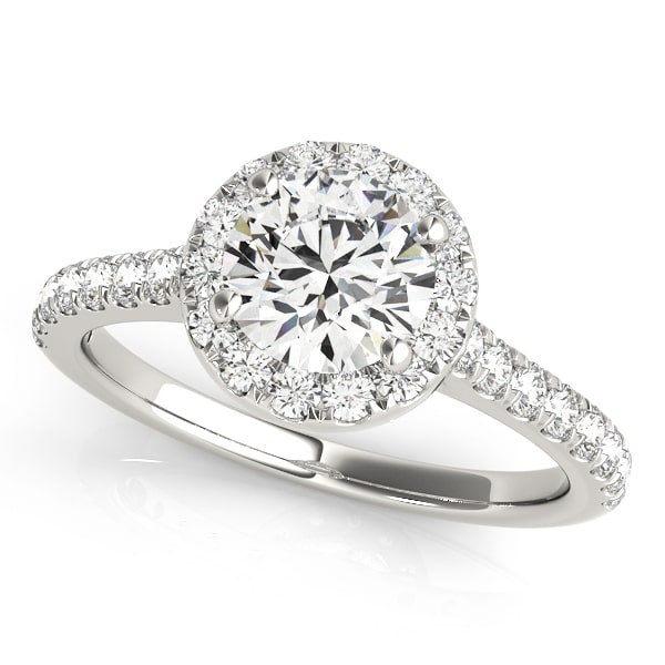 Halo Daybreak lab-grown diamond halo engagement ring, 14k white gold or platinum#Color_White Gold|Platinum