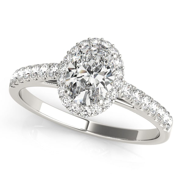 Lantern Halo lab-grown diamond halo engagement ring, 14k white gold or platinum#Color_White Gold|Platinum