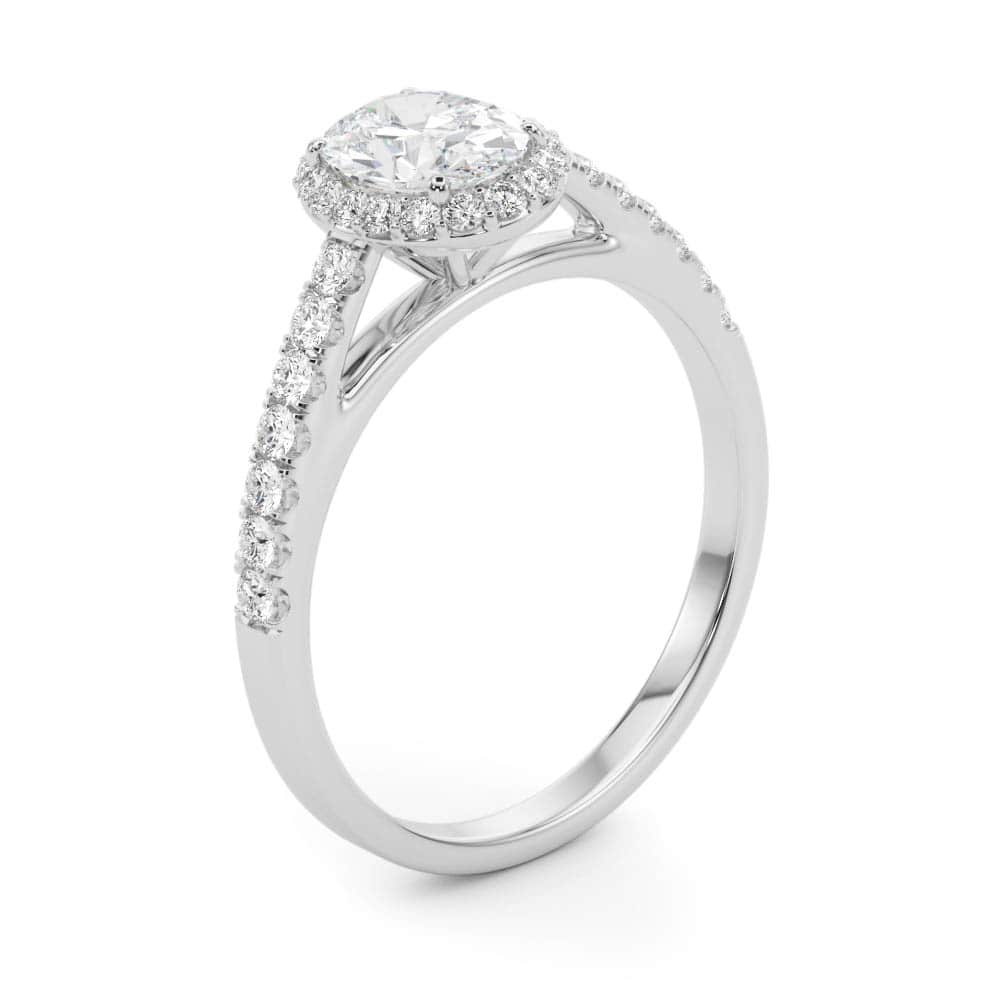 Lantern Halo lab-grown diamond halo engagement ring, 14k white gold or platinum#Color_White Gold|Platinum
