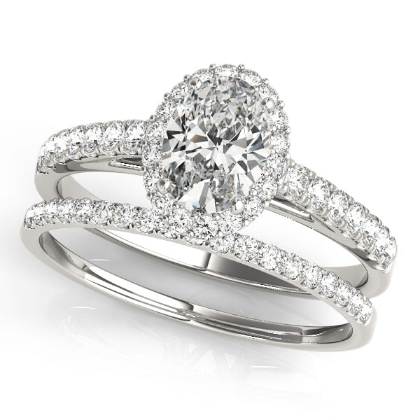 Lantern Halo lab-grown diamond halo engagement ring, 14k white gold or platinum#Color_White Gold|Platinum