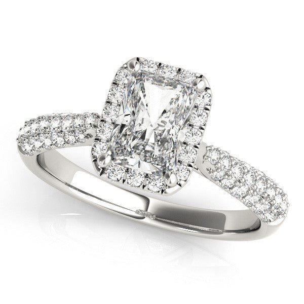 Blessed Halo lab-grown diamond halo engagement ring, 14k white gold or platinum#Color_White Gold|Platinum