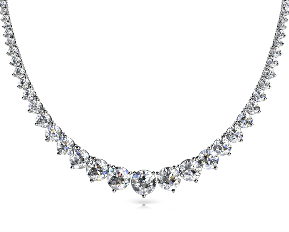 Graduated Grace lab-grown diamond riviera necklace, 14k gold, 5.65 ct