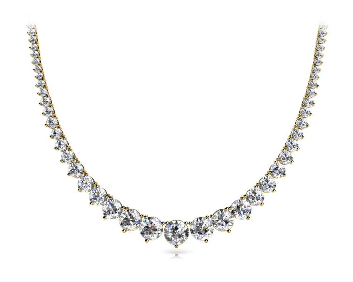 Graduated Grace lab-grown diamond riviera necklace, 14k gold, 5.65 ct