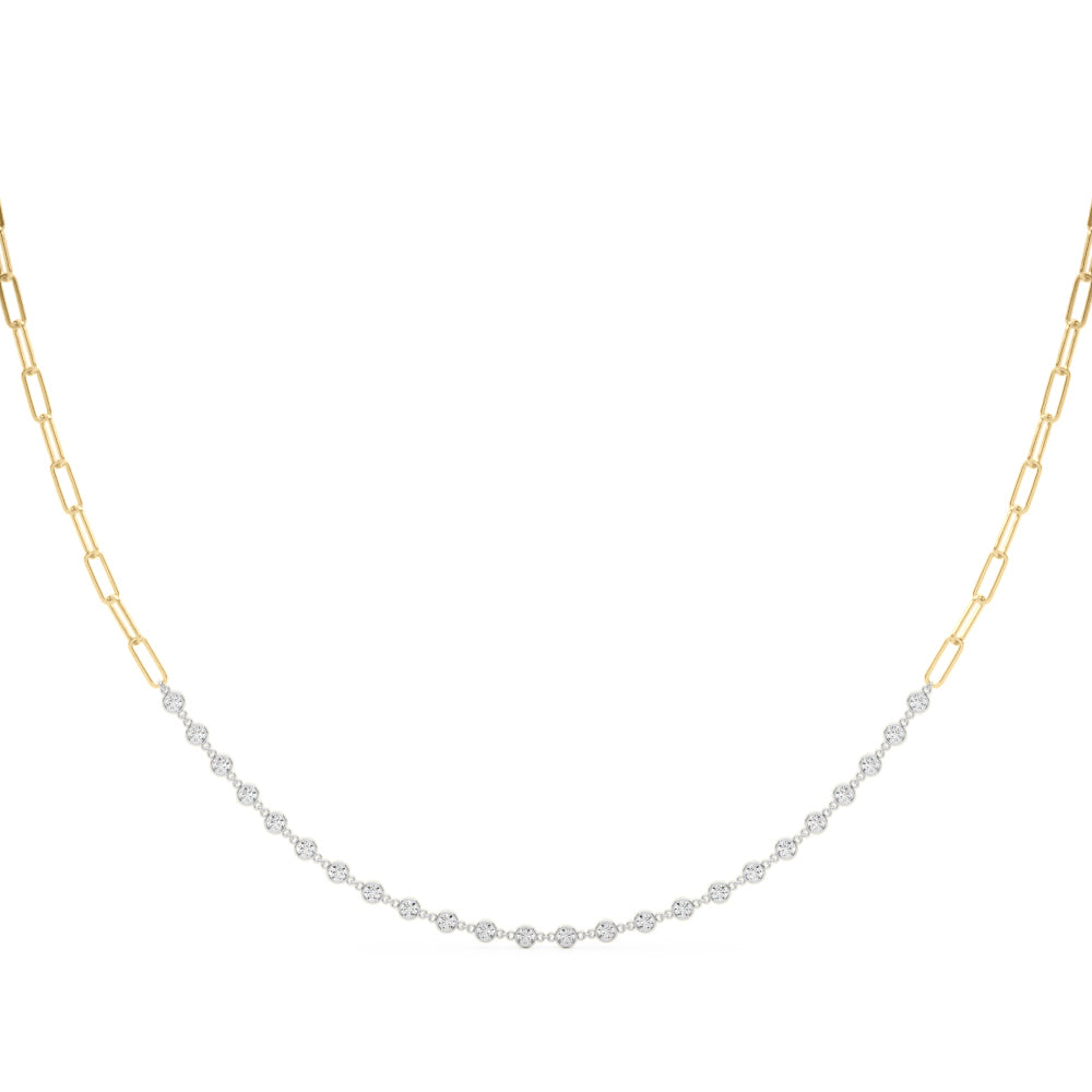 Aura Station lab-grown diamond station paperclip necklace, 14k yellow gold#Color_Yellow Gold