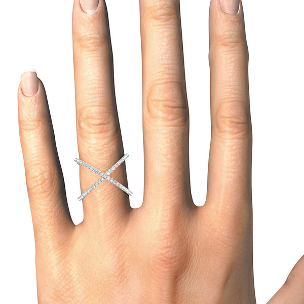 Crossed Vow lab-grown diamond ring, 14k white gold#Color_White Gold