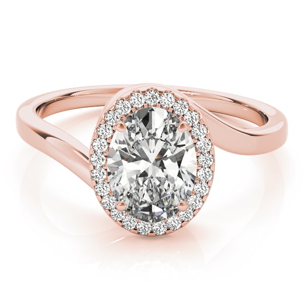 Oval Vow lab-grown diamond halo engagement ring, 14k rose gold#Color_Rose Gold