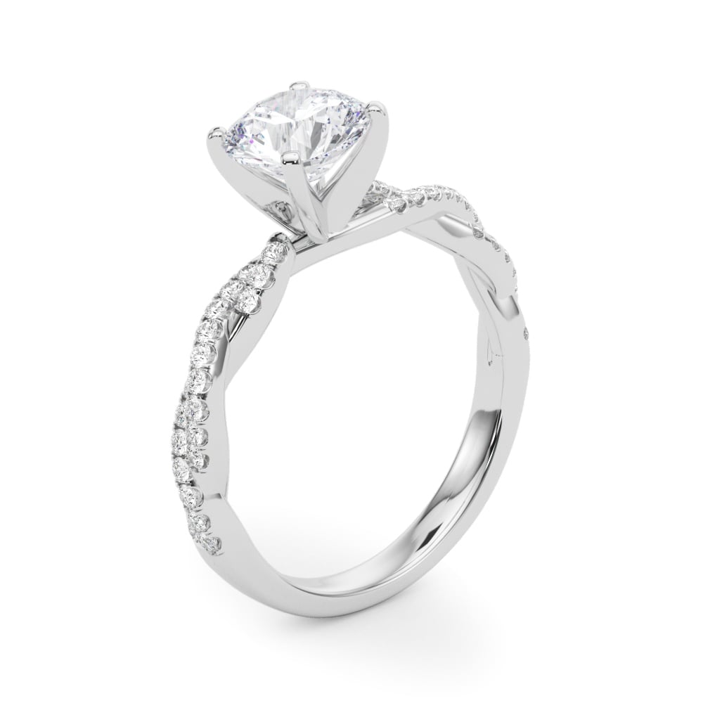 Woven Word lab-grown diamond engagement ring, 14k white gold or platinum#Color_White Gold|Platinum