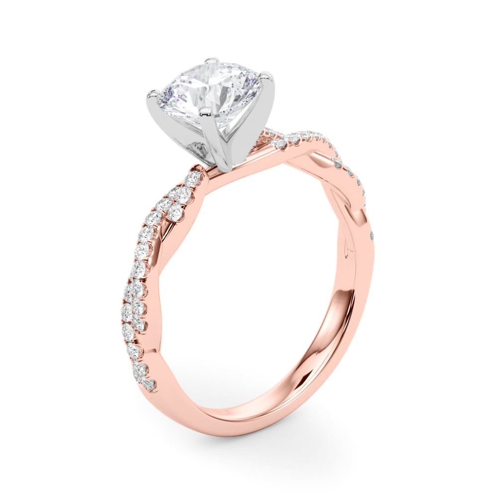Woven Word lab-grown diamond engagement ring, 14k rose gold#Color_Rose Gold