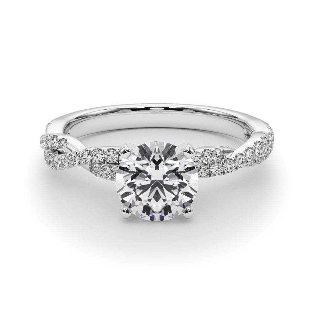 Woven Word lab-grown diamond engagement ring, 14k white gold or platinum#Color_White Gold|Platinum
