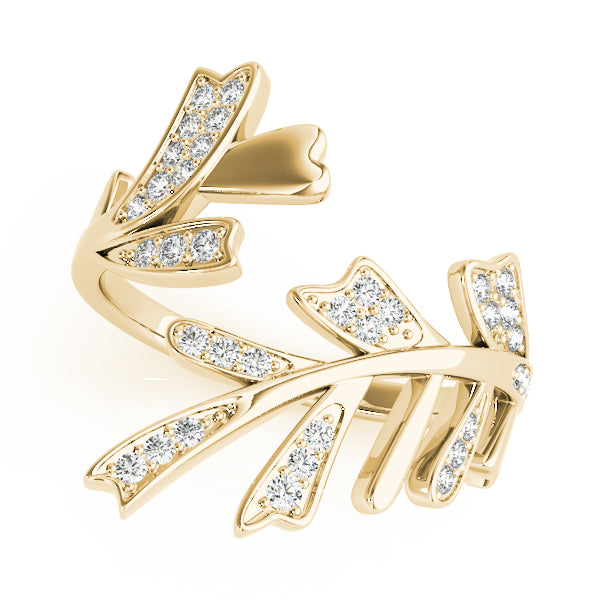 Leaf Flourish lab-grown diamond ring, 14k gold