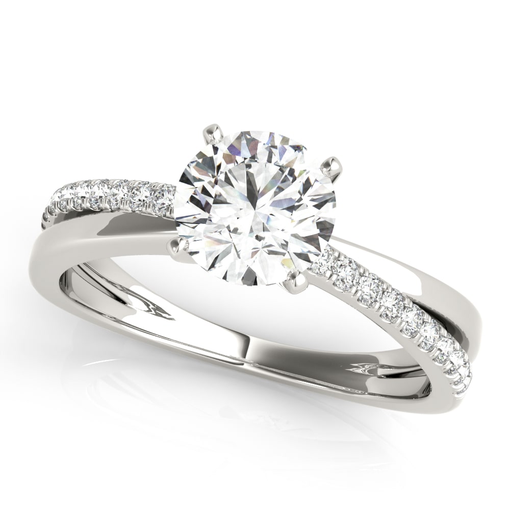 Entwined Vow lab-grown diamond twist engagement ring, 14k white gold or platinum#Color_White Gold|Platinum
