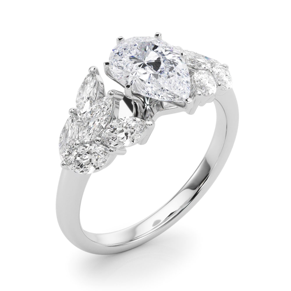 Given Petal lab-grown diamond engagement ring, 14k white gold or platinum#Color_White Gold|Platinum