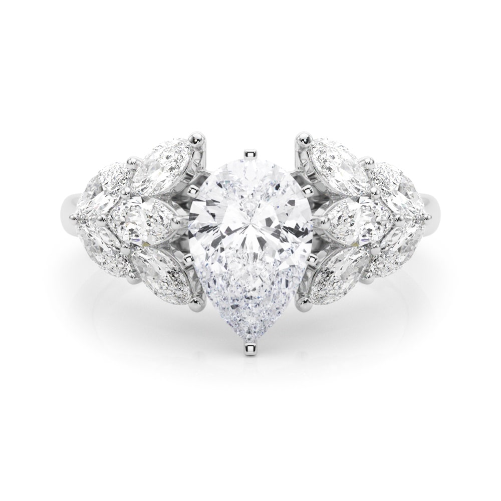 Given Petal lab-grown diamond engagement ring, 14k white gold or platinum#Color_White Gold|Platinum