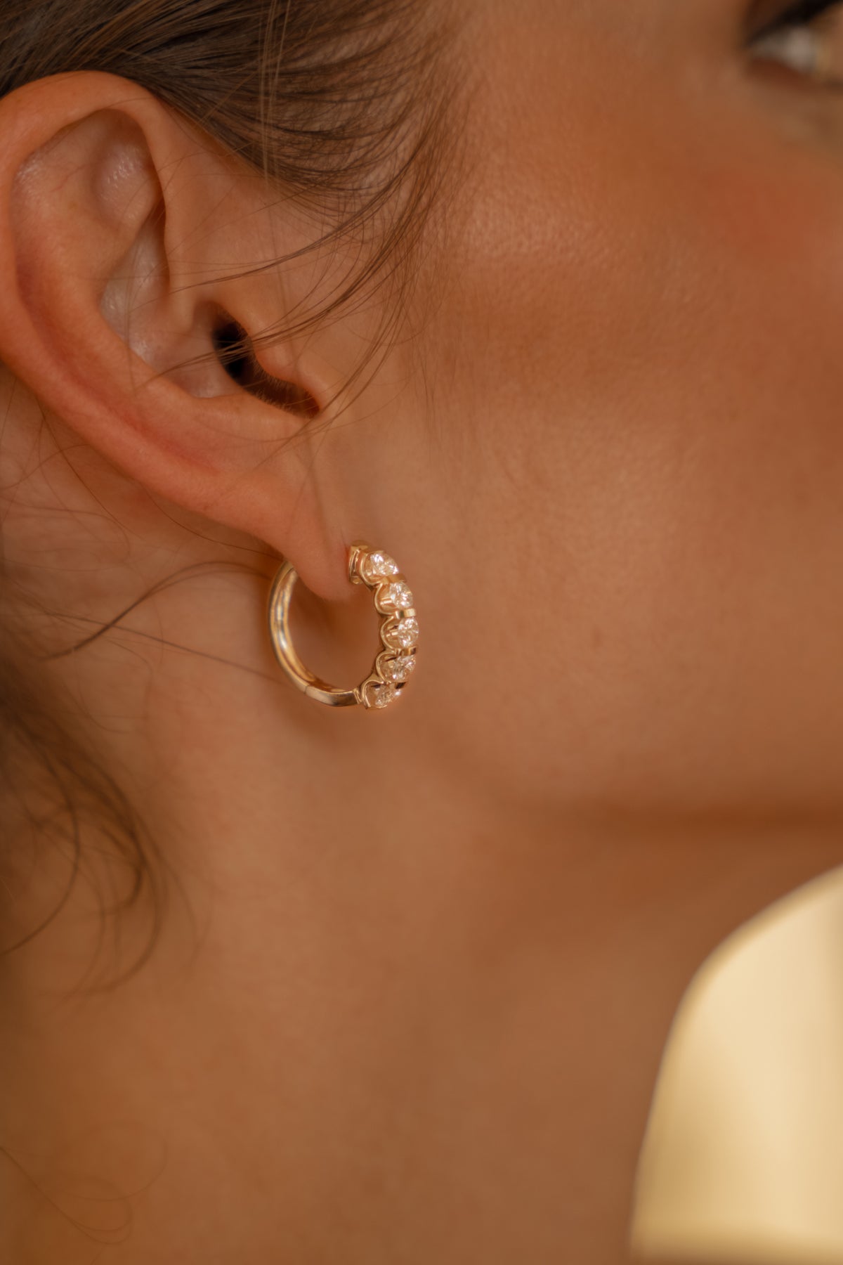 Double Glow lab-grown diamond inside-out hoop earrings, 14k gold